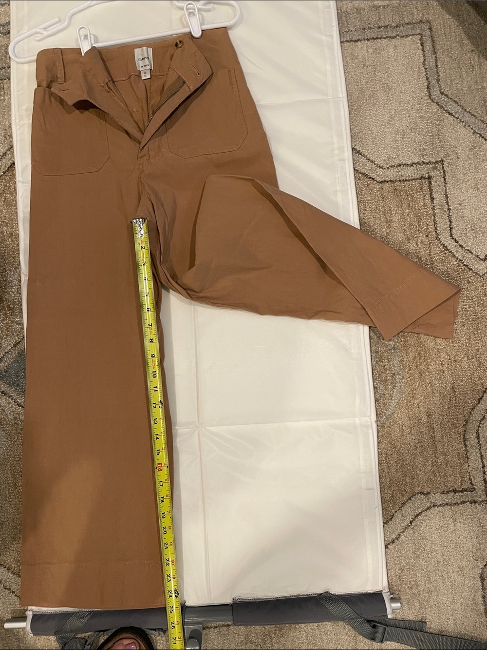 Maeve Wide-Leg High-Rise Pants in Rust Brown. Stretch fabric for comfort